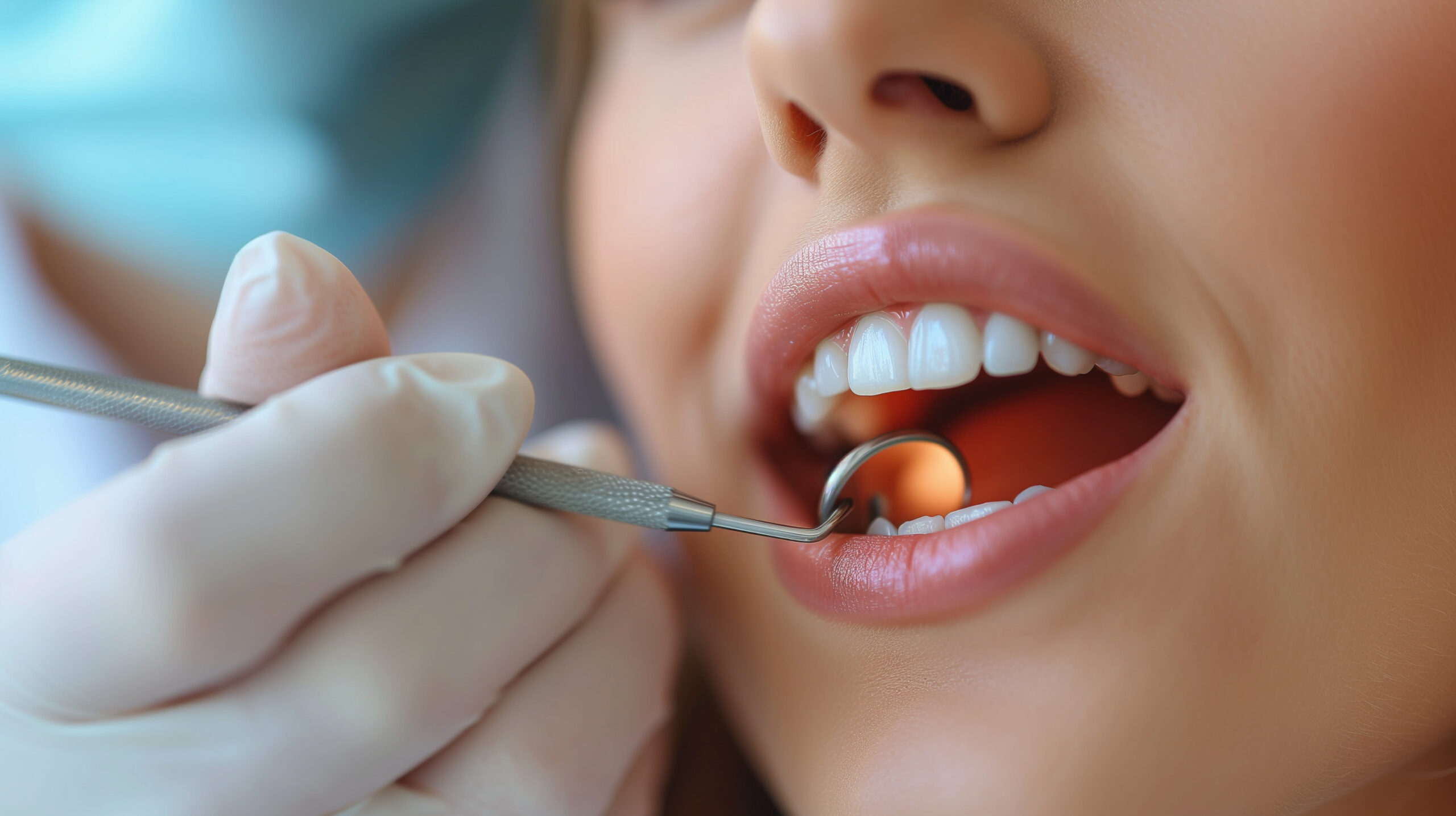 A woman receiving dental care.